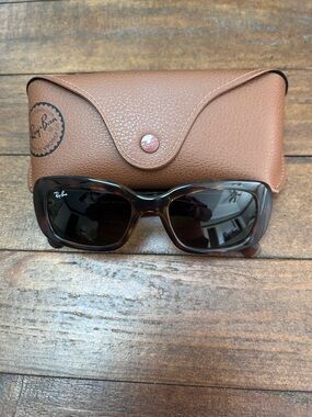 Ray-Ban Brown Tortoiseshell Square Frame Sunglasses with Case.